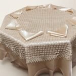 Luxury 2-Piece Round Tablecloth Set with 8 Matching Napkins – Elegant Embroidered Dining Table Cover